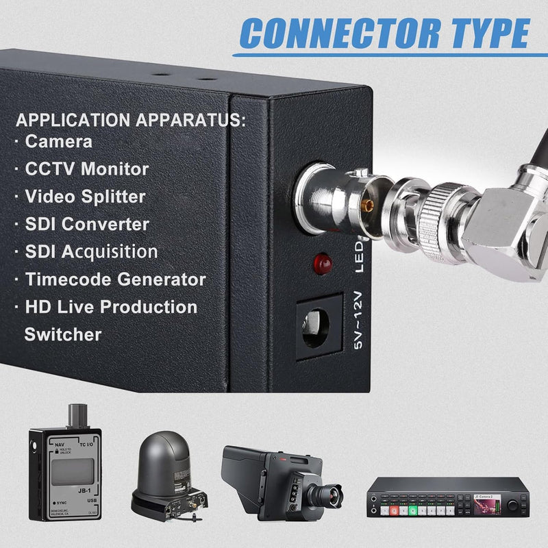 Superbat 3G/6G SDI Cable 15ft BNC Male to Male Belden 1855A Cable 75 ohm Right Angle SDI Cord Support HD-SDI/3G-SDI/4K/6K Video for Blackmagic Converter Monitor Switch Camera 16ft 1pcs right angle to right angle