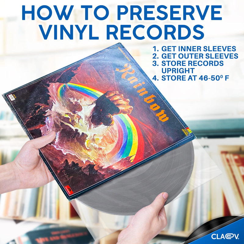 50 Anti Static Inner Record Sleeves for Vinyl LP Records (12 inch, Square, Translucent), Album Record Protective Plastic Covers for Storage 50 Pack