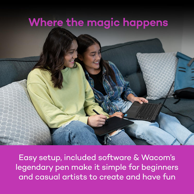 Wacom Intuos Small, Wired Graphic Drawing Tablet with Pen + Software | Battery-free pen, 4 ExpressKeys for shortcuts, works with Mac, Windows & Chromebook; Ideal for creators, students & teachers