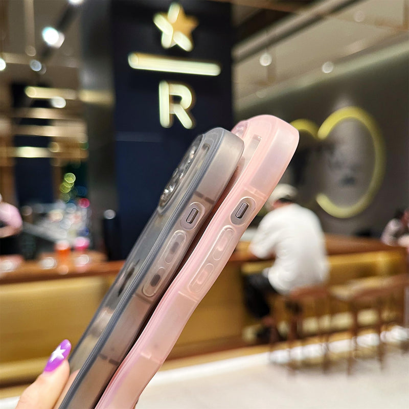 Compatible with iPhone 13 Case 6.1" 2021, Cute Kawaii Curly Wave Frame Shape Soft Silicone Shockproof Protective Phone Cover for Women Girls, Clear/Pink