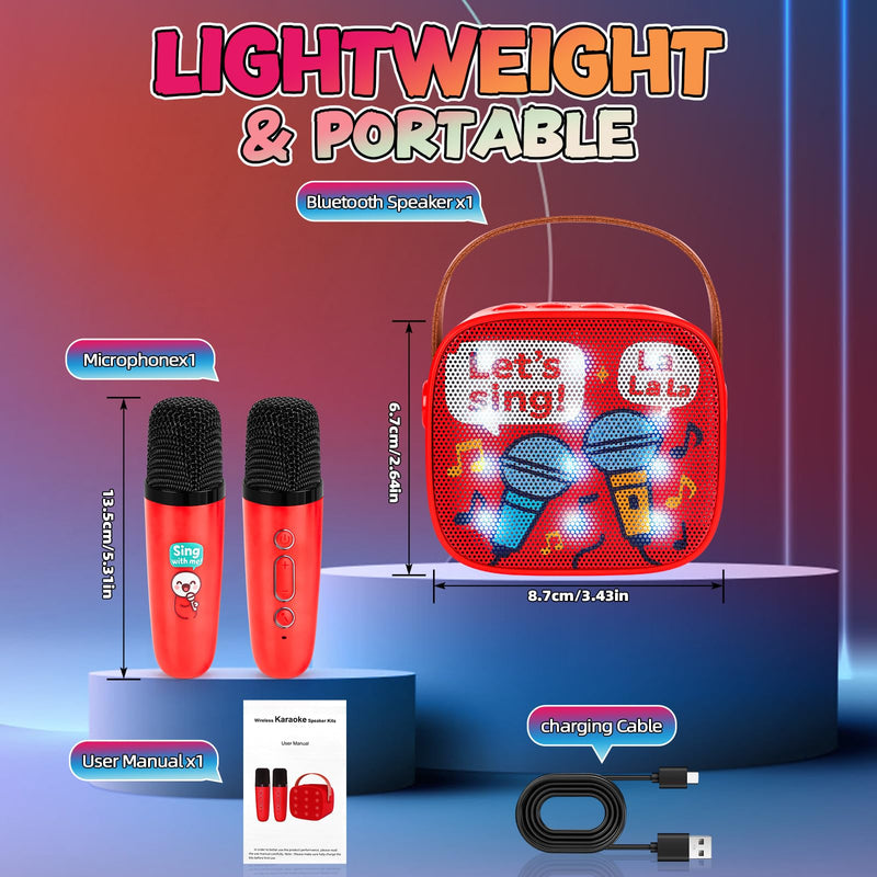 Karaoke Machine for Kids, Portable Bluetooth Mini Karaoke,with 2 Wireless Microphones,Support TF/AUX Input/Funny Magic Voice for All Smartphones,Birthday, Family,Home Party (Song)