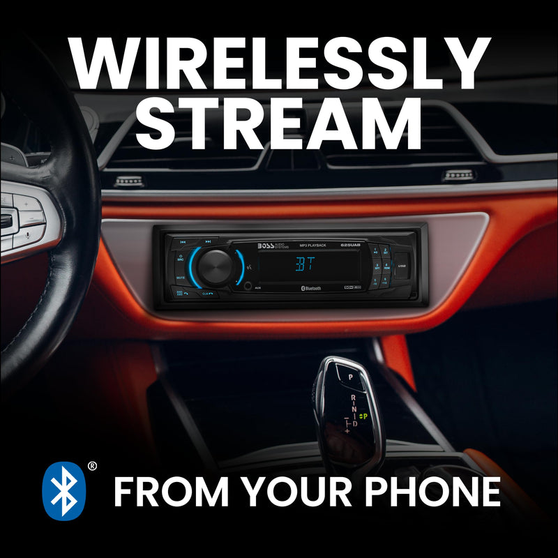 BOSS Audio Systems 625UAB Single DIN Bluetooth Car Stereo, AUX Input, USB 625UAB Detachable Face