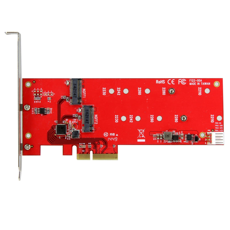 StarTech.com 2x M.2 SATA SSD Controller Card - PCIe - PCI Express M.2 SATA III Controller - NGFF Card Adapter (PEX2M2), Red