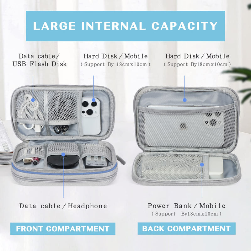 FYY Travel Cable Organizer Pouch Electronic Accessories Carry Case Portable Waterproof Double Layers All-in-One Storage Bag for Cord, Charger, Phone, Pattern Blue Small Blue-Pattern