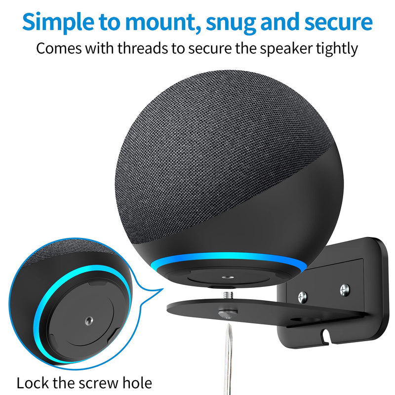 [AUSTRALIA] - PlusAcc Wall Mount for 4th Gen - Space-Saving Stand Shelf Compatible with Google Home Mini & 4th Generation, Metal Bracket with Cable Management（Black） Black 