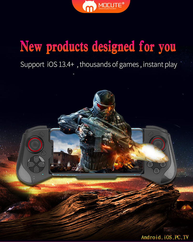 Mobile Wireless game Controller for iPhone 14/14Plus/13 /13Pro /12/12 Pro/11/ 11pro Max Samsung Galaxy 22/22/21/20 One Plus, TCL LG, Tablet,Android smartphone PC （Only the game in MFI）(BLACK) BLACK