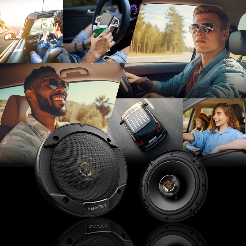 Kenwood KFC-1666R Road Series Car Speakers (Pair) - 6.5" 2-Way Car Coaxial Speakers, 300W, 4-Ohm Impedance, Cloth Woofer & Balanced Dome Tweeter, Heavy Duty Magnet Design 6-1/2" - 300W