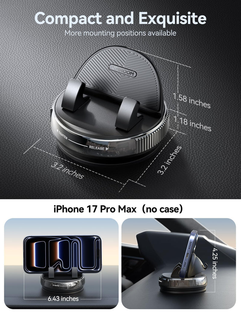 JOYROOM Car Phone Mount, [360° Rotation+Thick Case Friendly] Cell Phone Car Holder with Adjustable Spring Clip, Anti-Slip Silicone Universal Dashboard phone holder for Car for iPhone, Smartphones, GPS Blue