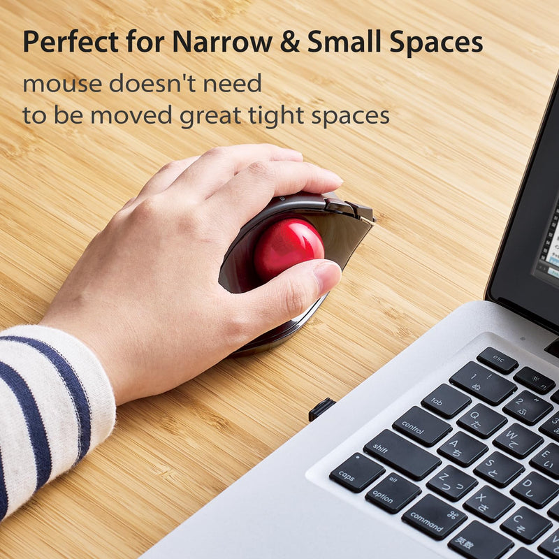 ELECOM EX-G Left Handed Trackball Mouse, 2.4 GHz USB Wireless, Ergonomic, Thumb Control, Tracking Roller Ball, 6 Programmable Buttons, Tilt Scroll Wireless_RedBall