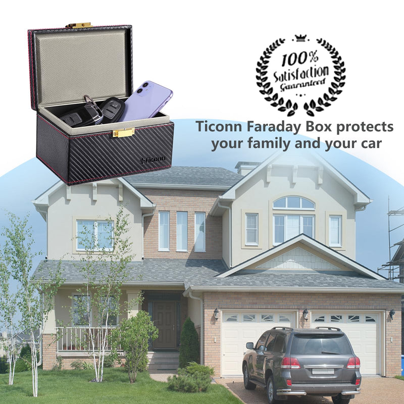 [AUSTRALIA] - TICONN Faraday Box, Car Key Fob Protector, Carbon Fiber Signal Blocker for Keyless Fob, RFID Signal Blocking Pouch Cage Carbon Fiber Texture 