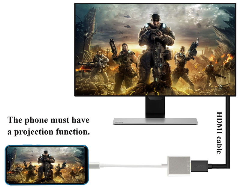 AAOTOKK Type C to HDMI Adapter, Type C Male to HDMI Female (3840 x 2160) 4K 60Hz Converter Cable, 4K UHD Screen Display for Samsung Galaxy S10+/S10/S9,Surface Book 2, Dell XPS,ect(20cm/8inch-HDMI)