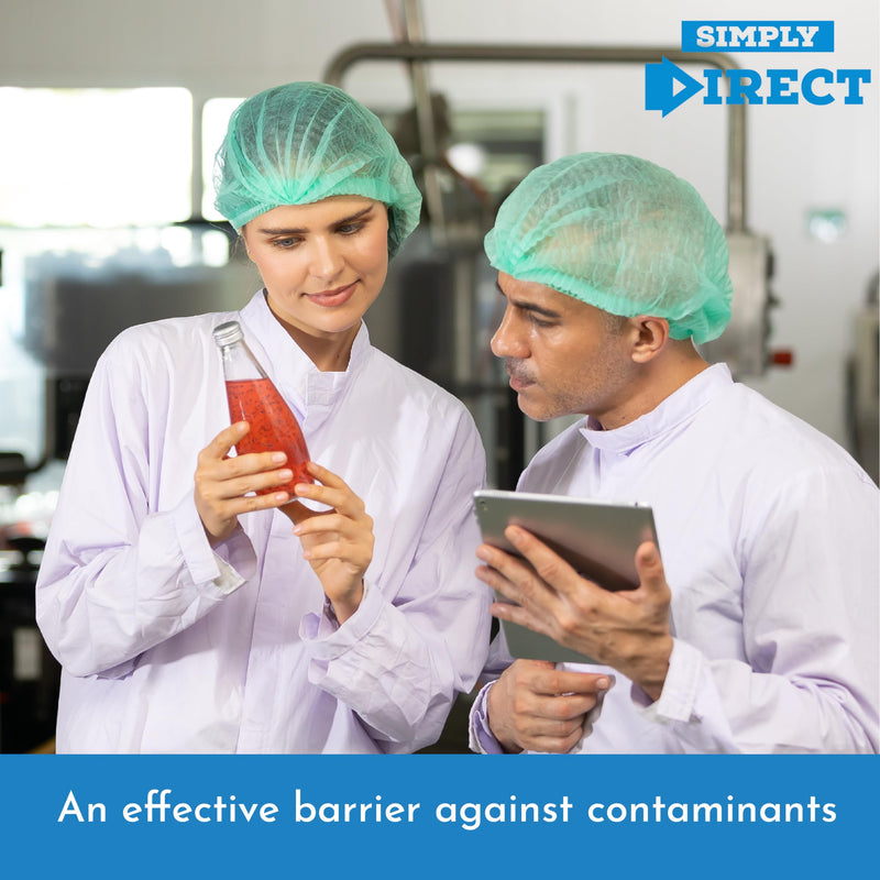 100 x simply direct Green Disposable Hair Net/Mob Caps in a Resealable Bag