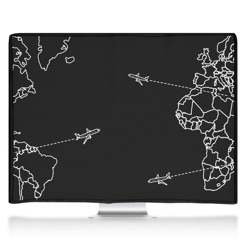kwmobile Computer Monitor Cover Compatible with 27-28" Monitor - Travel & Explore White/Black Travel & Explore 02-01