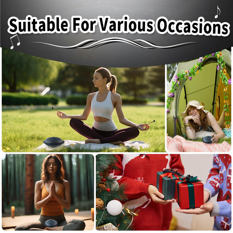 Yahpetes Steel Tongue Drum Musical Percussion Instrument Metal Rain Drum for Outside 5.5 Inch 6 Notes C-Key for Meditation Yoga Education Percussion with Bag, Music Book, Mallets (Navy Blue) Navy Blue