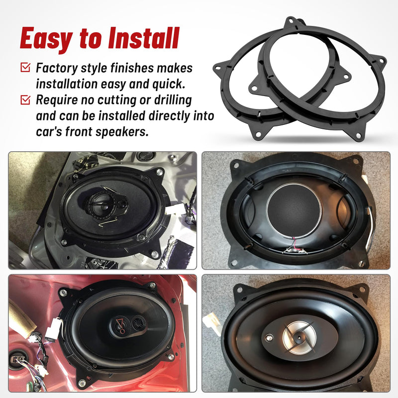[AUSTRALIA] - RED WOLF 6" x 9" Front Door Speaker Mount Adapter Fit for 2012 Up Toyota Camry Highlander Tacoma Kluger Sienna Avalon Install Aftermarket Audio Speaker Spacer Ring Bracket Holder 2 PCS 