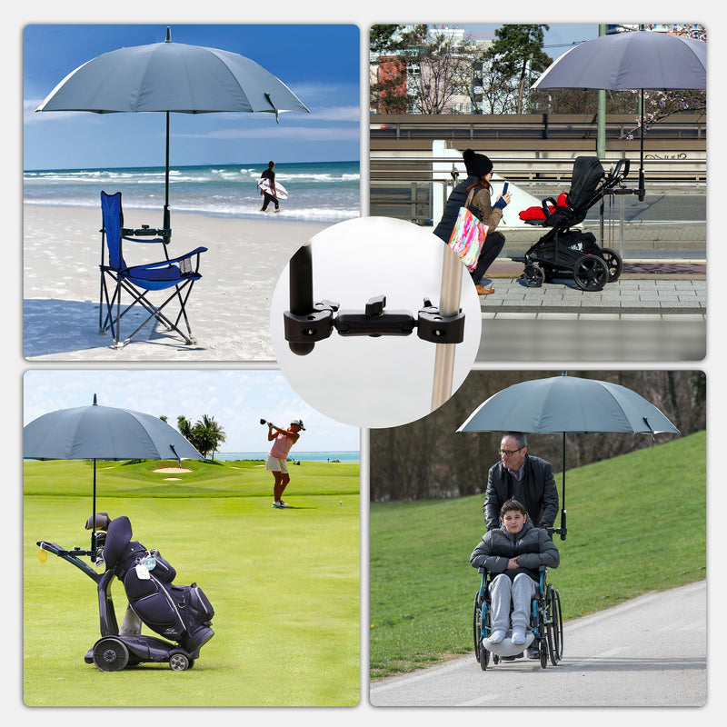 [AUSTRALIA] - Double Super Clamp Camera Mount with Magic Arm for Chair/Photography Reflector/Light/Pole, Umbrella Clamp with 360° Rotation Double Ball Head Adapter for Golf Push Carts/Strollers/Wagons 
