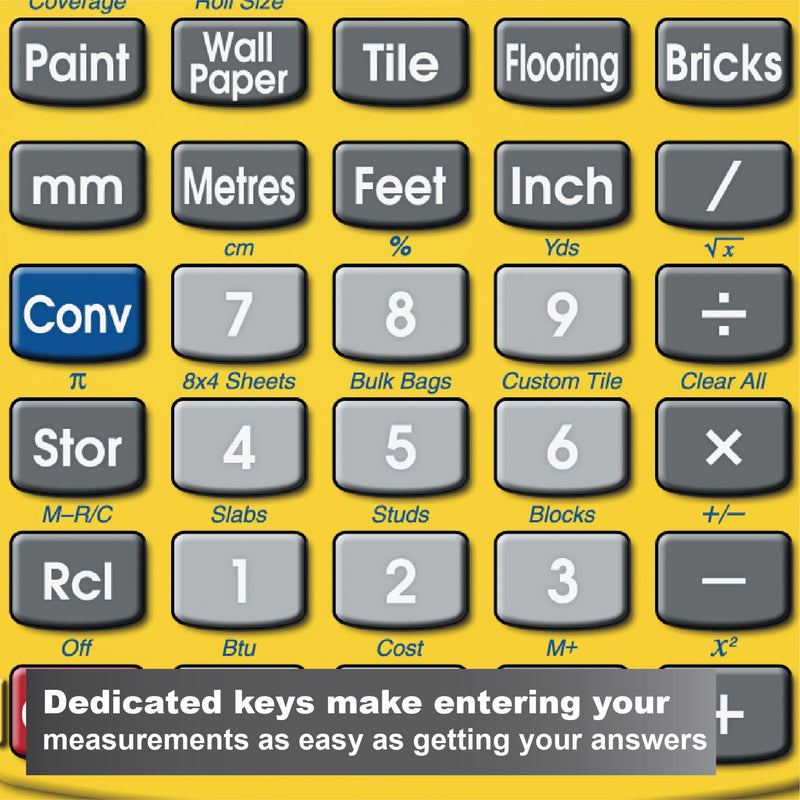 Calculated Industries 8528 ProjectCalc Plus MX Metric DIY Calculator | Built-in UK DIY project material solutions, metric and imperial, yellow