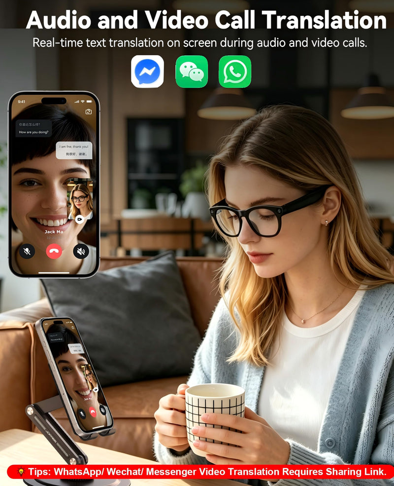 AI Smart Glasses with 8MP Camera, HD Video Recording, Real-Time Translation | Photo Capture, AI Voice Assistant, Object Recognition, Open-Ear Music, Bluetooth Calls Matte Black