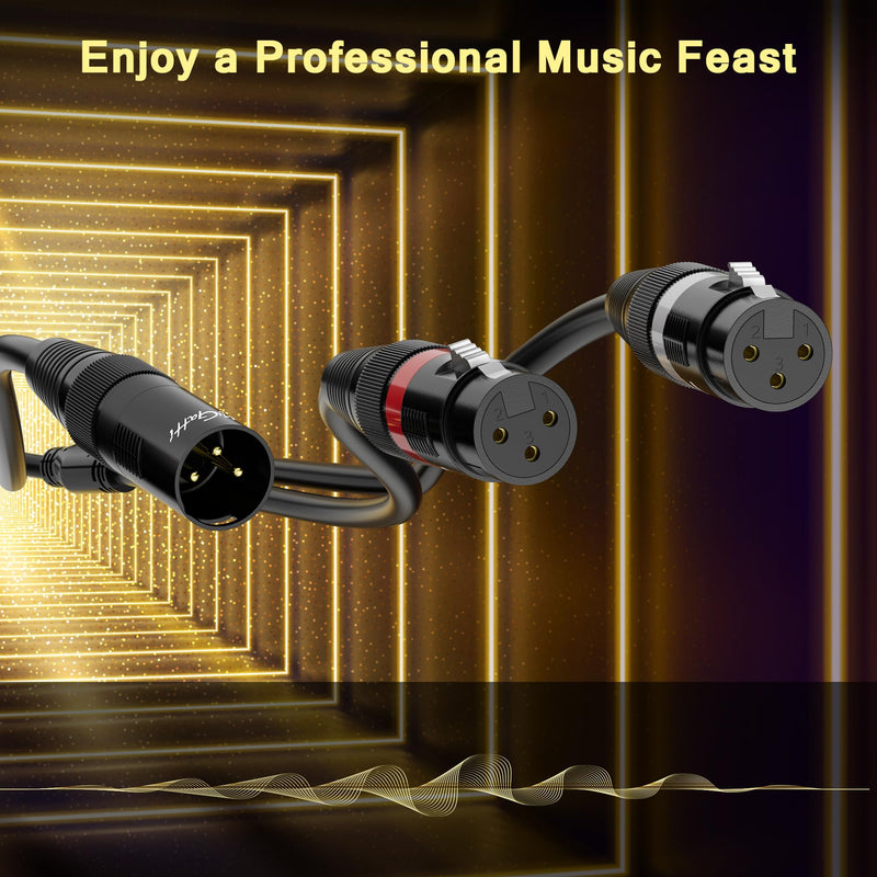XLR Splitter Y-XLR Cable 100 FT, Gold-Plated 3-Pin XLR Male to Dual XLR Female Patch Y Cable, Bi-Directional Balanced Microphone Adapter Cord, Long 1 XLR to 2 XLR Cable, Oxygen-Free Copper 100FT