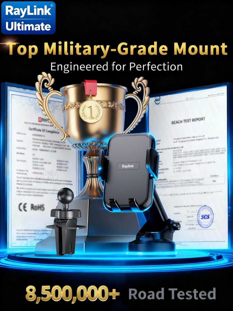 NO.1 Best【Fixed Integrated 122lb】Military-Grade Car Phone Holders Windshield Dashboard Vent【Upgraded Suction & Clip】Cell Phone Mount with Patent & Safety Certs for iPhone 17 Pro Max 16 15 Samsung Four-claw panel + duckbill clip