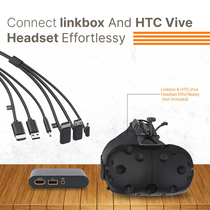 Skywin 3 in 1 Round HTC Vive Compatible Cable - 5 Meters / 16 Feet - Black | Replacement 3 in 1 Connection Cable for HTC Vive Headset and Linkbox 5 Meter