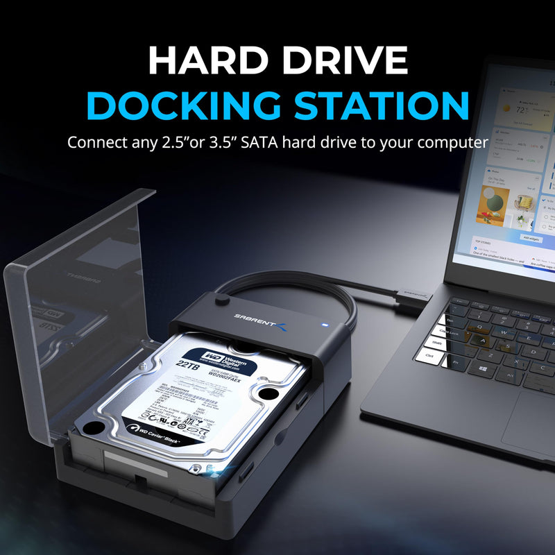 USB 3.0 to SSD / 2.5 Inch SATA I/II/III Hard Drive Adapter+USB 3.0 to SATA External Hard Drive Lay Flat Docking Station for 2.5 or 3.5in HDD, SSD