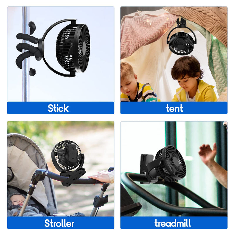 Mini Baby Stroller Fan , 5-Inch Handheld Portable Fan, 3 Speed USB Clip Fan, 5000mAh Rechargeable Desk Fan, with Flexible Tripod, Suitable for Outdoor, Camping ,Treadmill and car TF-28BW-5''