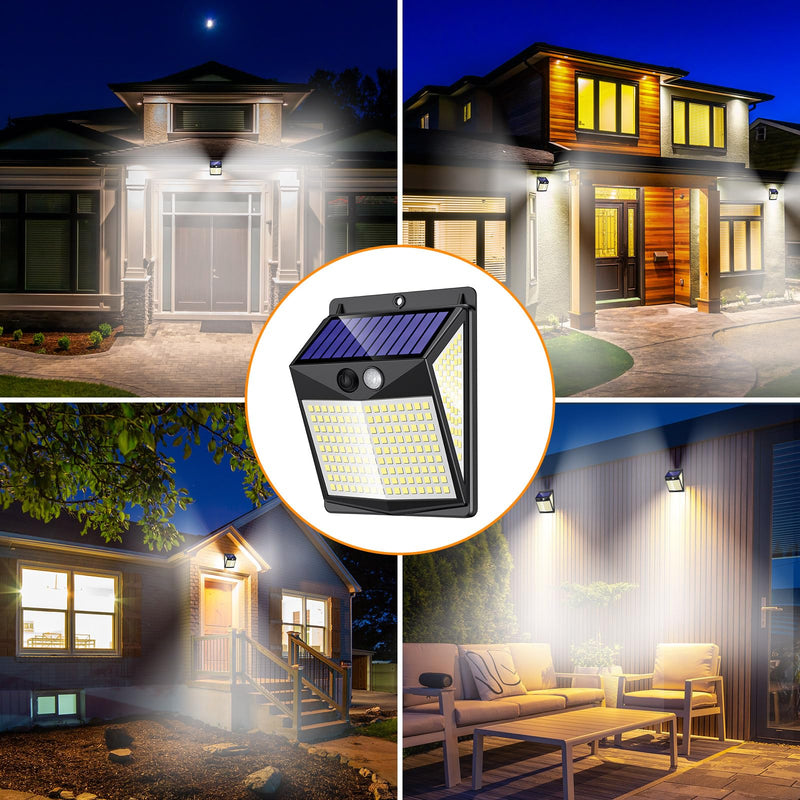 [AUSTRALIA] - Solar Lights Outdoor Motion Sensor - Solar Motion Detector Lamps for Outside, 238 LED with 300° Angle Illumination and 3 Lighting Modes, IP65 Waterproof Solar-Powered for Garden, Patio, Yard [4 Pack] [4 Pack] 
