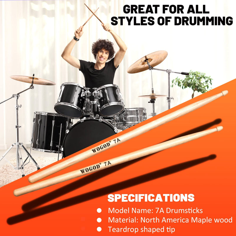 Drum Sticks 7a Drumsticks Maple Wood Tip Drumsticks (2 Pair) 2