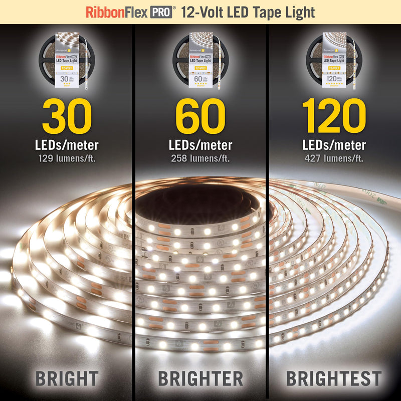 [AUSTRALIA] - Armacost Lighting RibbonFlex Pro 12V White LED Strip Lights 30 LED/m, 2700K, 8.2 ft 131210 2700K Warm White 