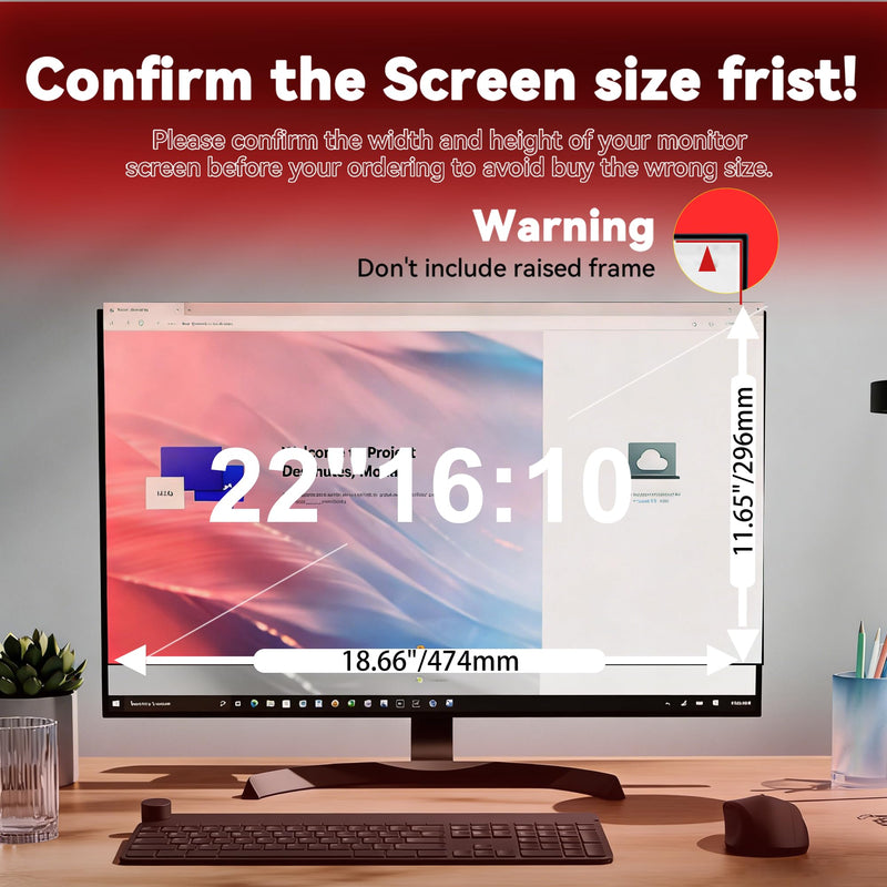 [2-Pack] 22 Inch Computer Privacy Screen Filter (16:10 Aspect Ratio) | Removable, Anti-Glare & Blue Light Filter, Compatible with HP, Dell, LG, ASUS, Acer, Samsung, Lenovo & ViewSonic Monitors 22.0 Inch