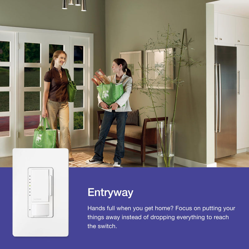 Lutron Maestro Motion Sensor Dimmer Switch for Bathroom, Garage, Laundry Room, and Closet, Occupancy and Vacancy Sensor, Single-Pole/Multi-Location, No Neutral Req, MSCL-OP153M-BL, Black 1 Pack
