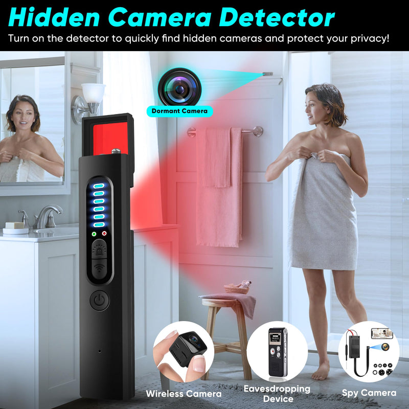 Hidden Camera Detector, 2024 Anti-Spy Camera Detector, Hidden Device GPS Detector, Bug Detector, Rf Wireless Signal Scanner, Camera Detector for Hotels, Home, Office, 5 Levels Sensitivity (Black) Black