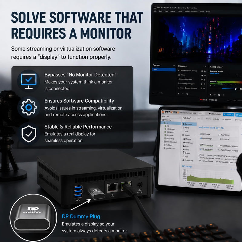 DP-4K60HZ DisplayPort Headless Ghost Display Emulator for PC DP displayport Dummy Plug-fit Headless 1080@120Hz-3840x2160@60hz FHD-Display Port Dummy Plug (DP-4K-60Hz-3P) DP-4K-60Hz-3P