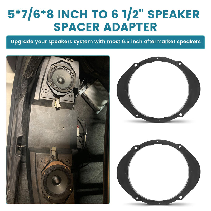 5"x7" / 6”x8” to 6.5” Door Speaker Spacer Bracket Adapter for Select 1992-2014 Ford/Lincoln/Mercury, 6.5 inch Speaker Ring Adapter Solid Plastic, 6 1/2 inch Aftermarket Speaker Adapter, 2PC