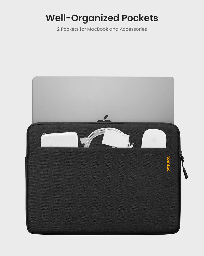 tomtoc Slim Laptop Sleeve for 14-inch MacBook Pro M3/M2/M1 Pro/Max A2918 A2992 A2779 A2442 2023-2021, Water-Resistant Protective Case for 13-inch MacBook Air/Pro with a Hard Cover, Accessory Bag Black 14-inch for MacBook Pro