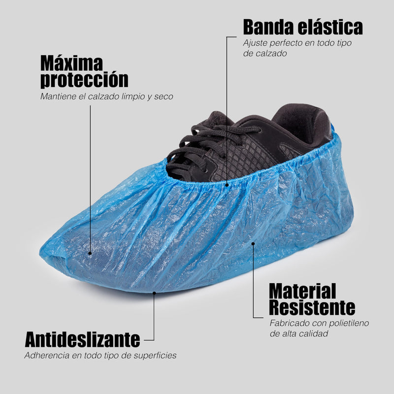 ARESO Disposable Shoe Covers with Elastic Band, Waterproof Overshoes, Blue Overshoes, Disposable Pack of 100