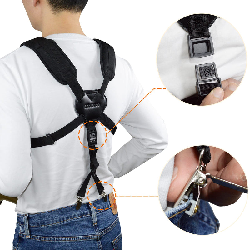 adorence Saxophone Harness Strap, Padded Saxophone Shoulder Strap/Sax Chest Strap - Baritone, Tenor, Alto and Bari Sax Strap for Regular Beginner, Medium Detachable Clips