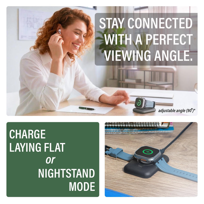 Nimble Charger Stand for Apple Watch, 15W Fast Charging with USB-C Cable | Wireless Charging Station for iWatch Series 11/10/9/8/7/6/5/4/3/2, Supports Nightstand Mode, Strong Magnetic Design