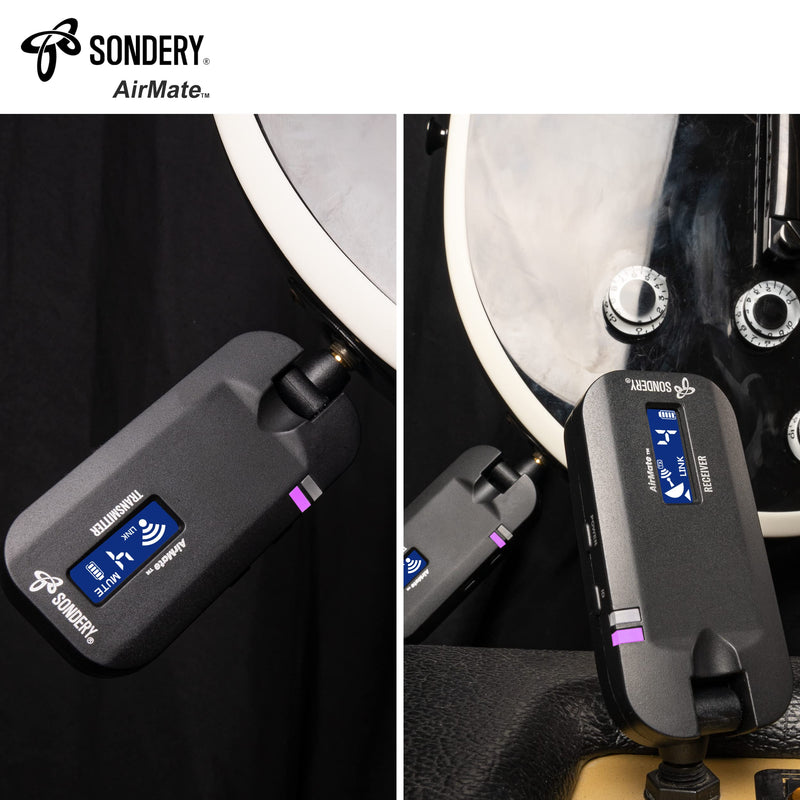 Sondery Wireless Transmitter Receiver System 5.8GHz with Display Screen for Easy Monitoring for Guitar Bass Keyboard Multi Instruments 24-bit High-Quality Audio Ultra-Low Latency Rechargeable