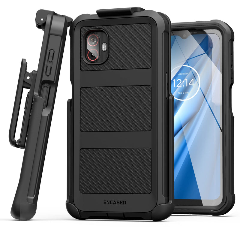 Encased Falcon Case Designed for Samsung Galaxy XCover 6 Pro Belt Clip Case, Full Body Protective Phone Case with Holster (Black)