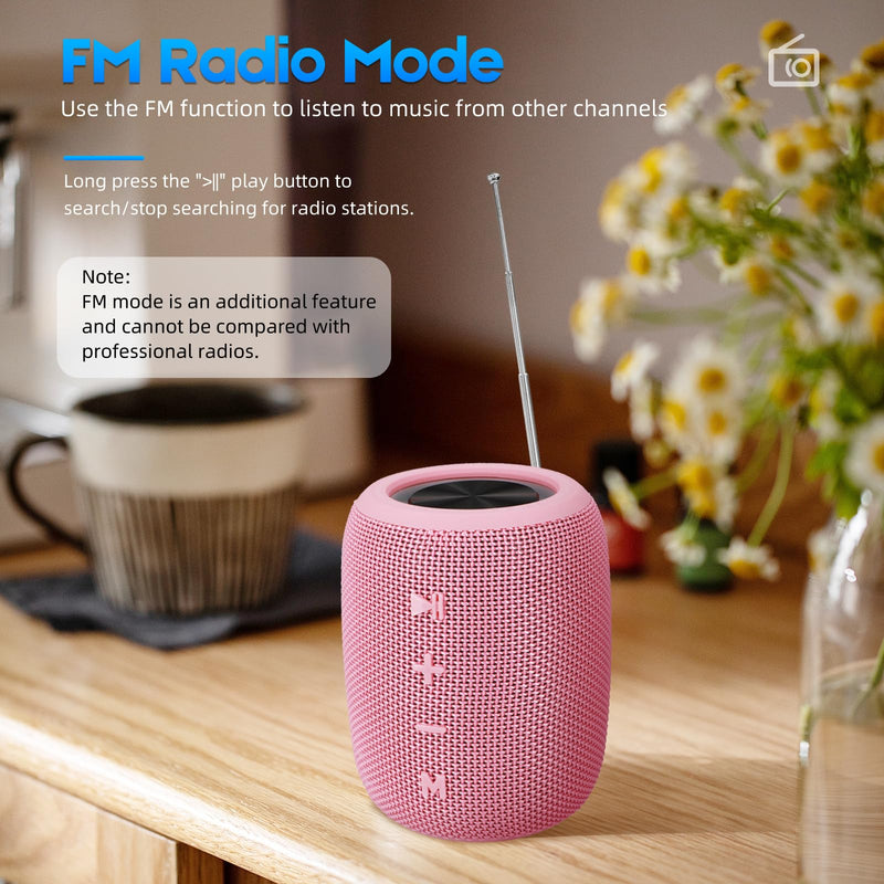 [AUSTRALIA] - Portable Bluetooth Speaker, BT5.3 Wireless Speaker 20W Bass Diaphragms with Multi LED Light Dynamic Modes, IPX6 Waterproof 16H Playtime supports FM Mode, TF, USB for Home, Cycling, Outdoor, Beach Pink 