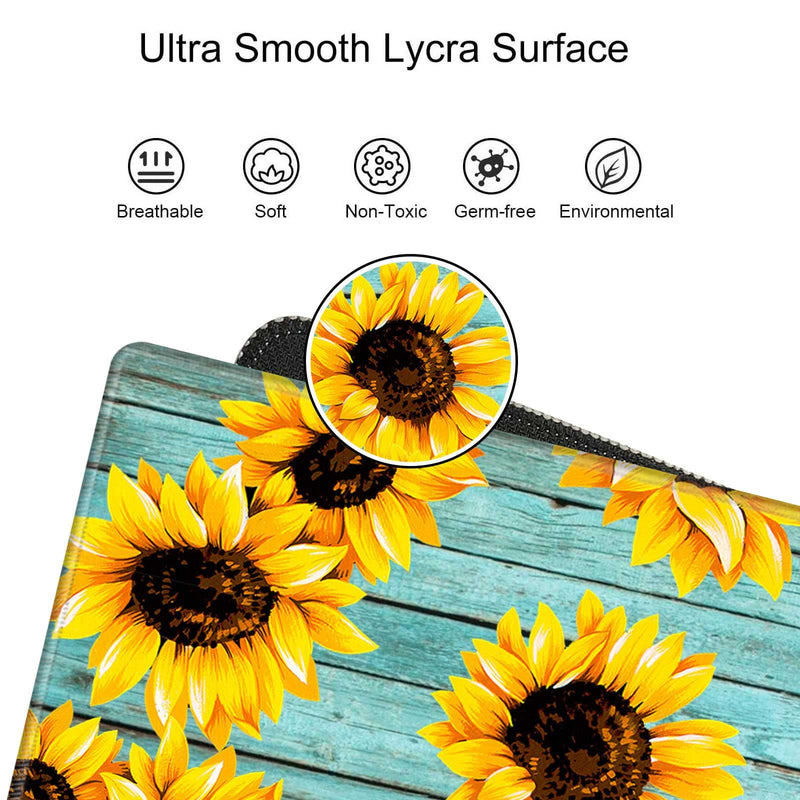 Keyboard Wrist Rest and Desk Mats On Top of Desks- Sunflower Desk Pad Wrist Rests for Keyboard and Mouse 31.5" x 15.75" Large Mouse Pad XXL Desk Organization Decor for Women Office Sunflower Teal