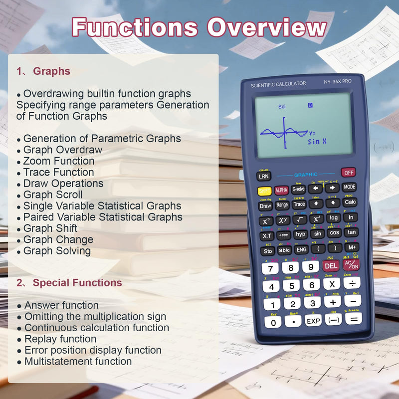 Graphing Scientific Calculators GUYUCOM 36X Pro Office Calculators for High School with 360 Functions Financial Calculator Desktop Multi-Line 13 Digit 3-in Display School Supplies for Student Teacher