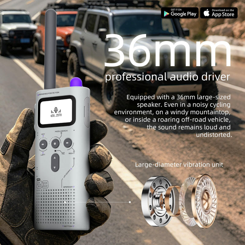 BEEBEST 3 Pro 5W GMRS Handheld Radio, Mecha Gray, 1 Pack | Bluetooth App Programming, 3000mAh Removable Battery, Repeater Capable, Dual Watch, 1.6-Inch LCD, USB-C Charging 1-pack