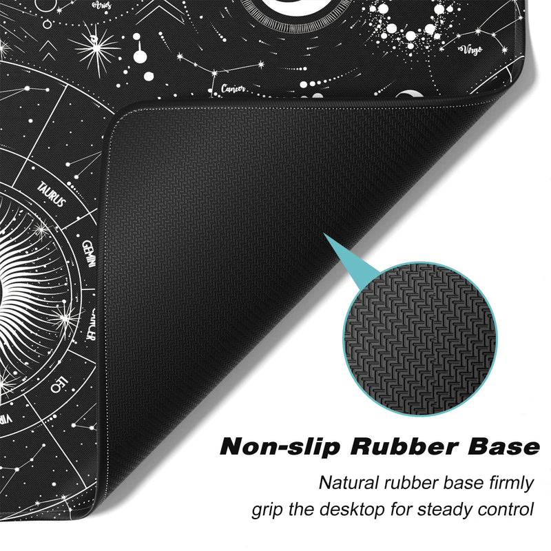 Atufsuat Extended Gaming Mouse Pad, XXL Large Desk Pad 30 x 14 Inch, Big Computer Keyboard Mousepad, Waterproof Mouse Mat with Stitched Edges and Non-Slip Base for Women Office Gaming, Sun Moon