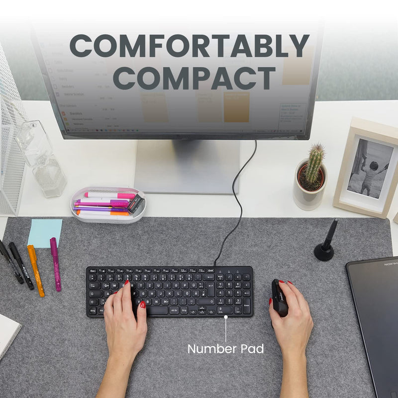 Perixx PERIBOARD-333B Wired Backlit USB Keyboard- X Type Scissor Keys - Compact 14.25x4.57 Inches - Big Print Letters - White Backlit - US English,11618