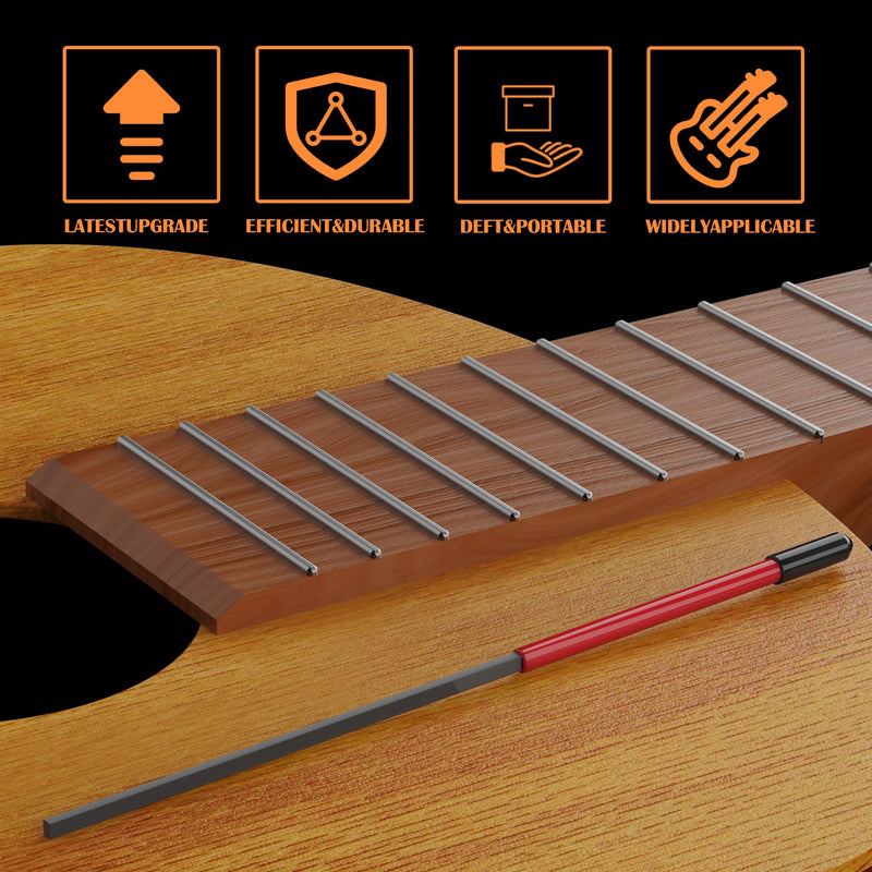 [AUSTRALIA] - Fret End Dressing File, Fix Sharp Guitar Fret Ends - Professional Luthier Tool - Double-Side Fret File - Fret Crowning File For Rounding, Shaping, and Deburring, Works on All Frets, with Clean Brush 