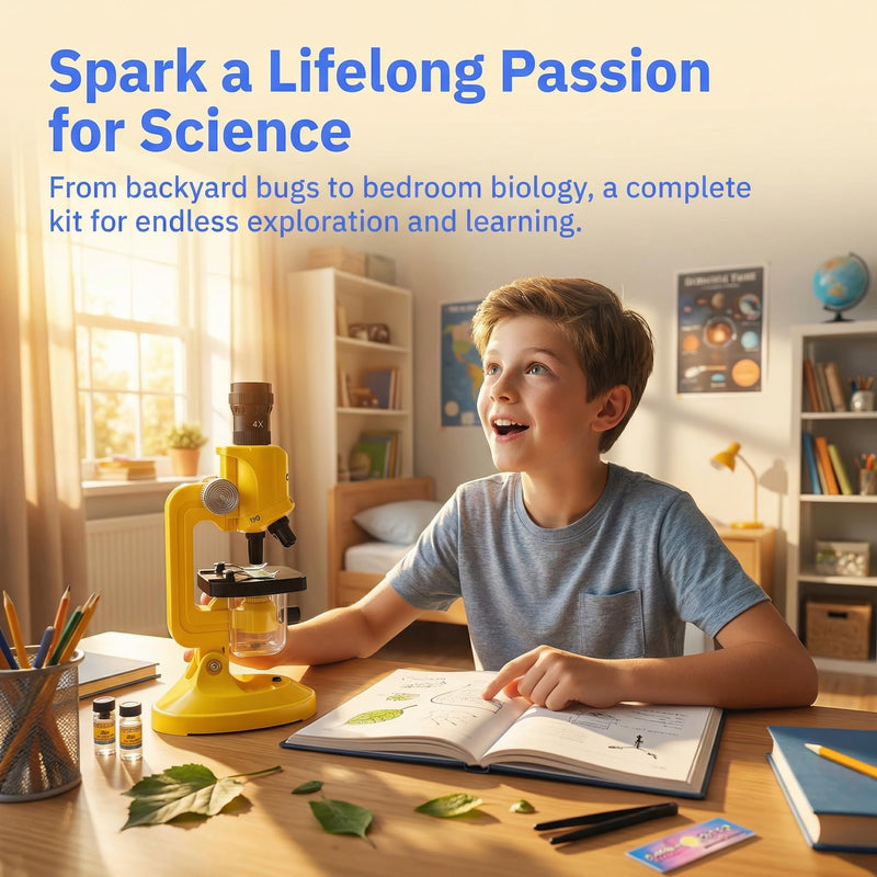 [AUSTRALIA] - Little World Microscope for Kids, 100x 400x and 1200x Science Kits for Kids Age 5-7 Age 8-12, Microscope Beginner Kit with LED, Learning Resources Toys, Science Experiment STEM Kits for Boys Girls 