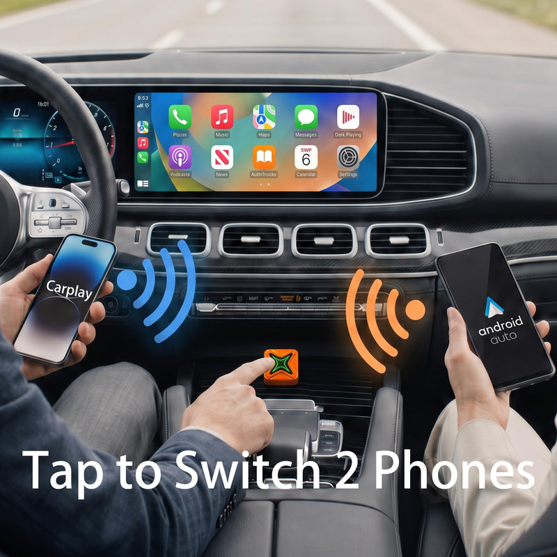 Wireless CarPlay Adapter for iPhone & Android | 2-in-1 Wireless CarPlay and Android Auto Adapter, Plug and Play, Auto Reconnect